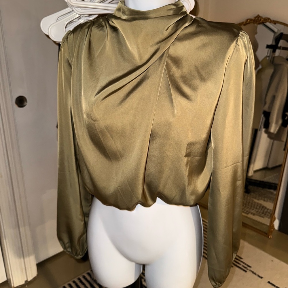 Chic Satin Gold Blouse